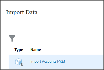 Import Data page